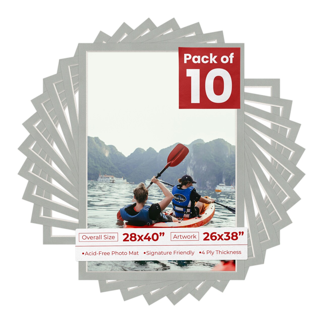 Light Grey Suede Mat Board for 28x40 Frames - Fits 26x38 Photos